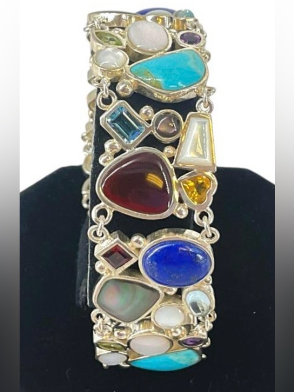 Multicolor Gemstone Sterling Silver Bracelet